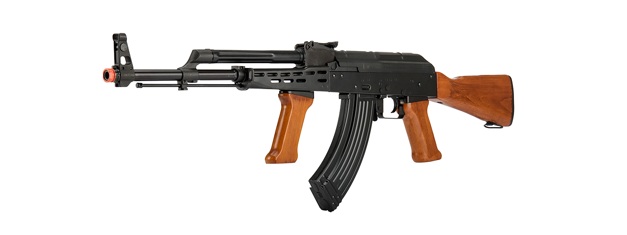 LCT-LCKM63-AEG LCT Real Wood Full Metal AK47 w/ Foregrip (Black / Wood) - Click Image to Close