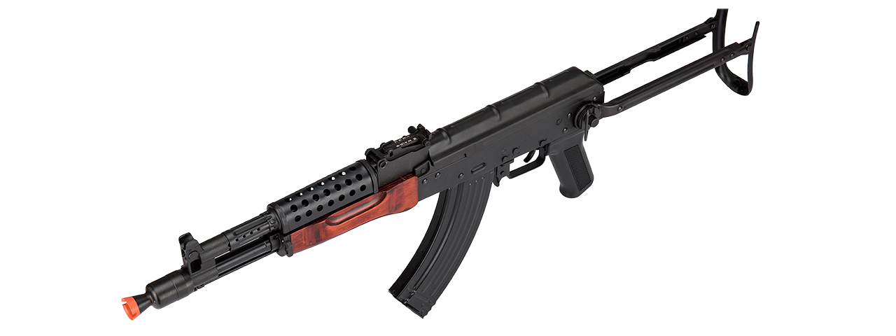 LCT-MG-MS-AEG LCT Airsoft Stamped Steel AK-74 w/ Fold Stock (Black / Wood)