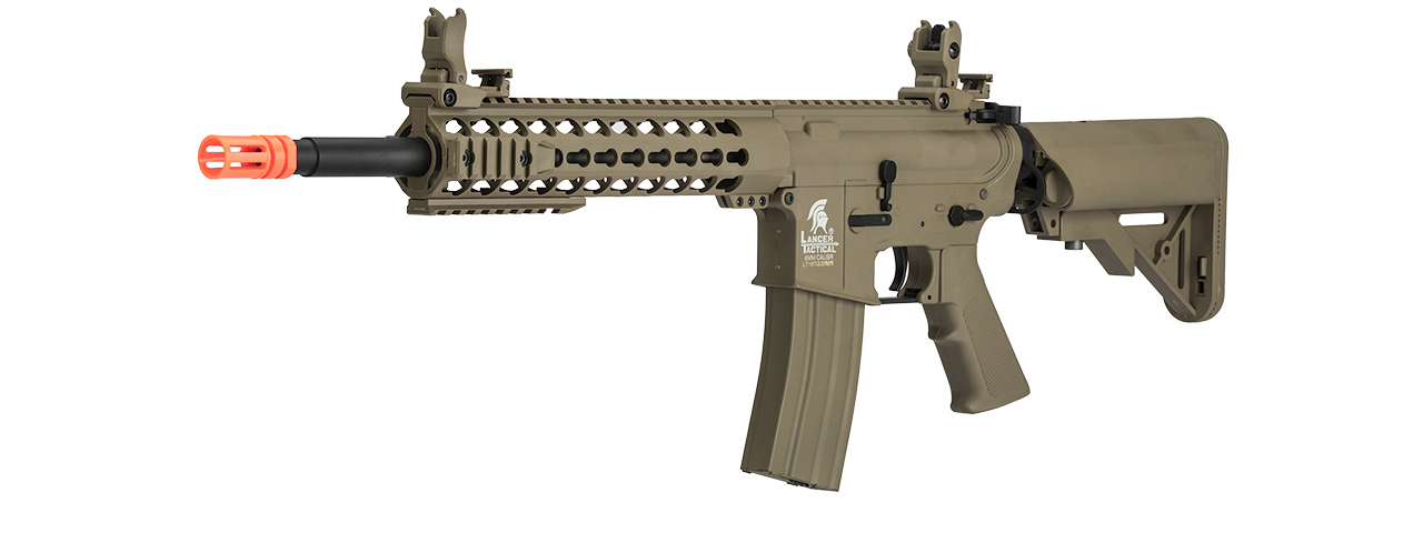 Lancer Tactical Low FPS Gen 2 10" Keymod M4 Carbine Airsoft AEG Rifle (Color: Tan) - Click Image to Close