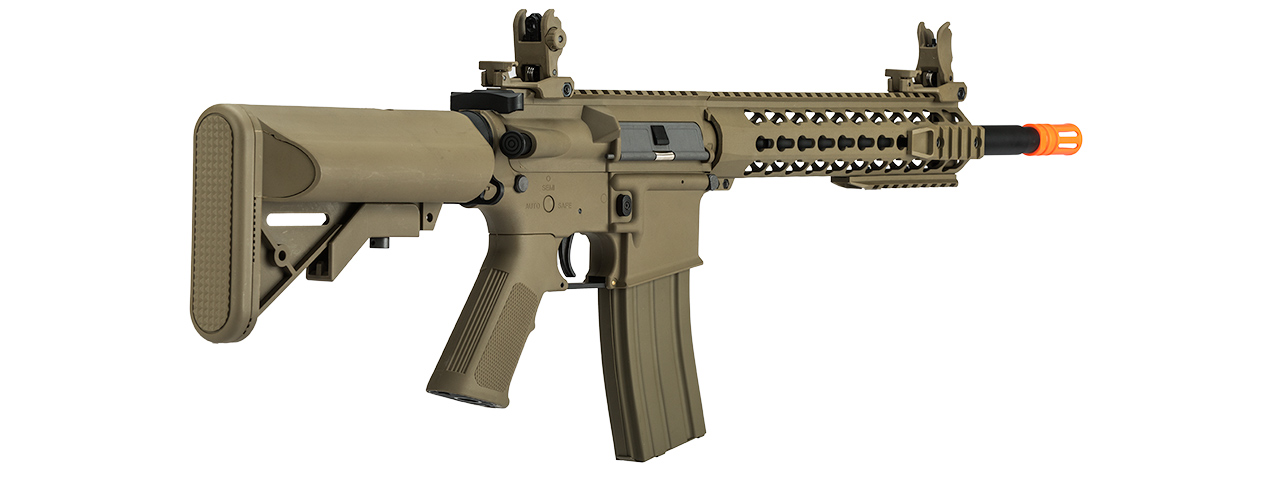 Lancer Tactical Gen 2 10" Keymod M4 Carbine Airsoft AEG Rifle (Color: Tan) - Click Image to Close