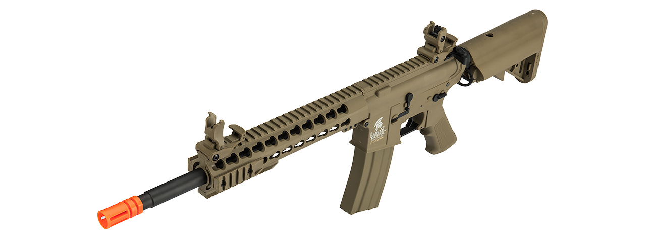 Lancer Tactical Low FPS Gen 2 10" Keymod M4 Carbine Airsoft AEG Rifle (Color: Tan) - Click Image to Close