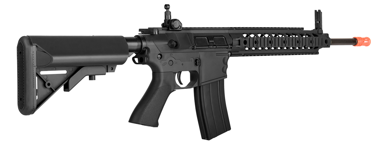 LT-27B 10" FREE FLOAT RAIL SR-16 AEG RIFLE w/ MOLDED LOWER RECEIVER HAND GRIP (BK)