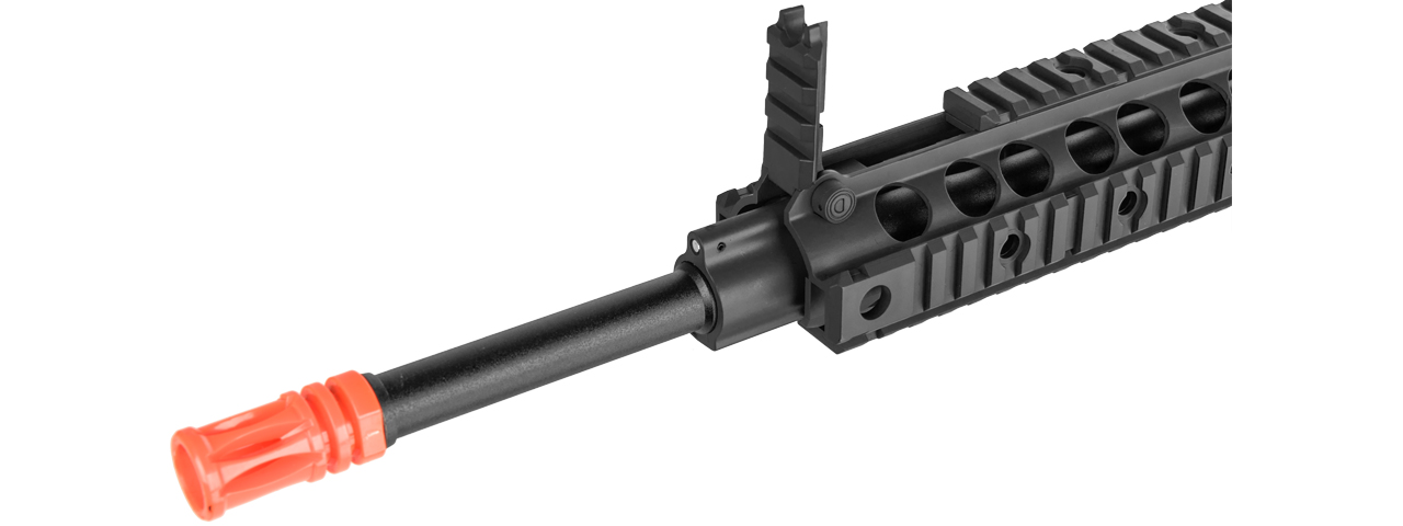 LT-27B 10" FREE FLOAT RAIL SR-16 AEG RIFLE w/ MOLDED LOWER RECEIVER HAND GRIP (BK) - Click Image to Close