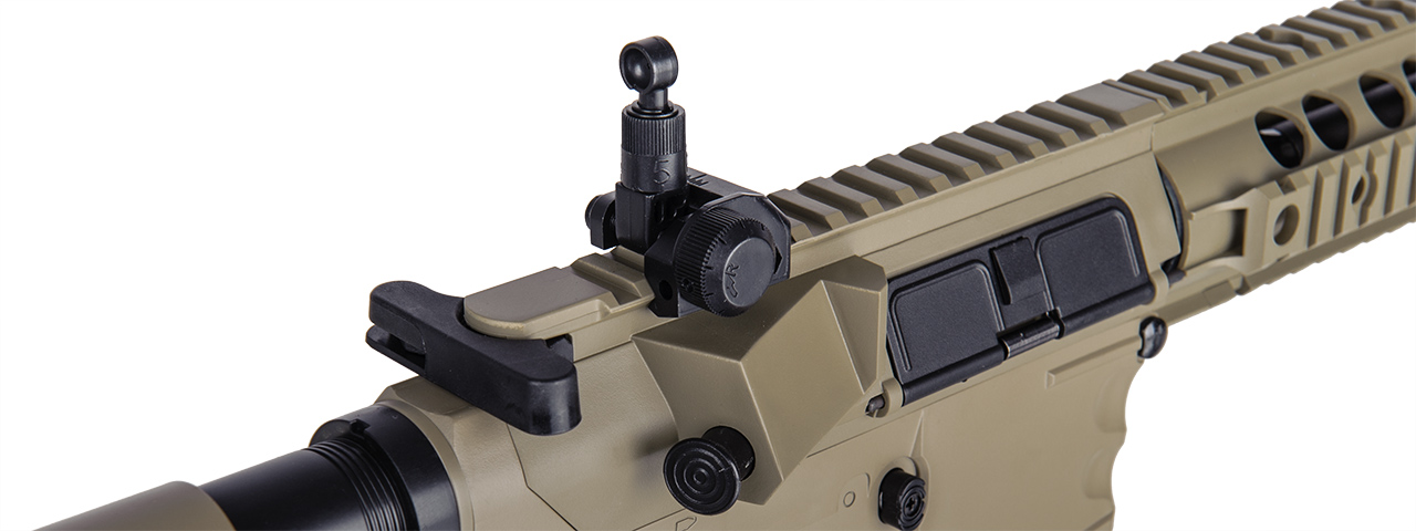 LT-27T 10" FREE FLOAT RAIL SR-16 AEG RIFLE w/ MOLDED LOWER RECEIVER HAND GRIP (DE) - Click Image to Close