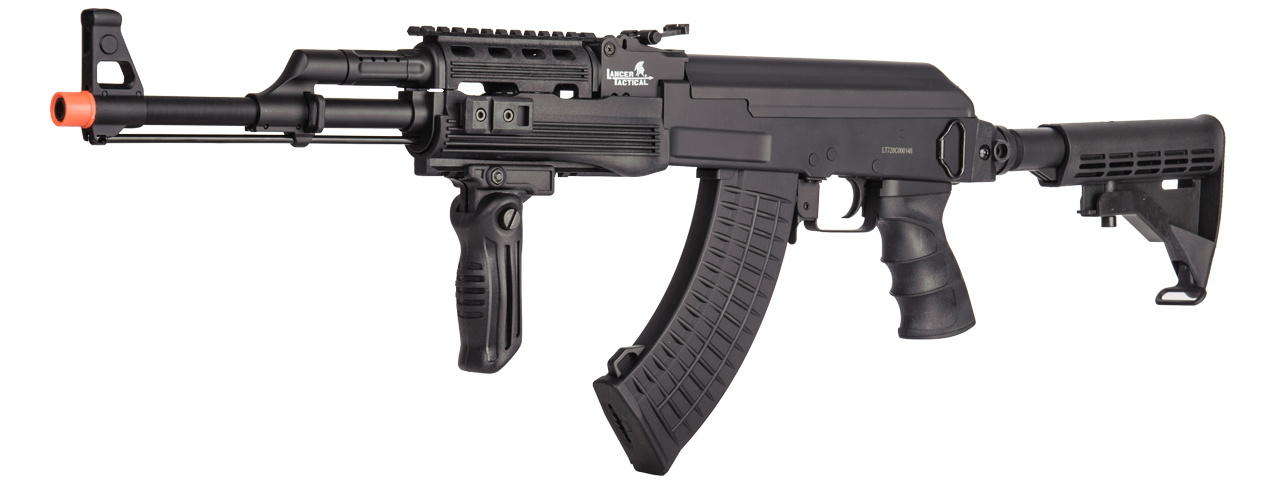 Lancer Tactical Airsoft Full Metal AK-47 AEG w/ LE Stock, Battery & Charger (Color: Black) - Click Image to Close
