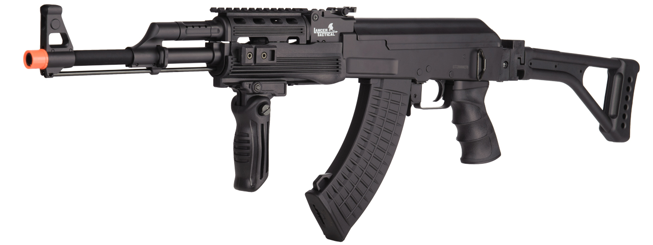 Lancer Tactical AK47 LT-728U Airsoft AEG Rifle w/ Folding Stock (Color: Black) - Click Image to Close