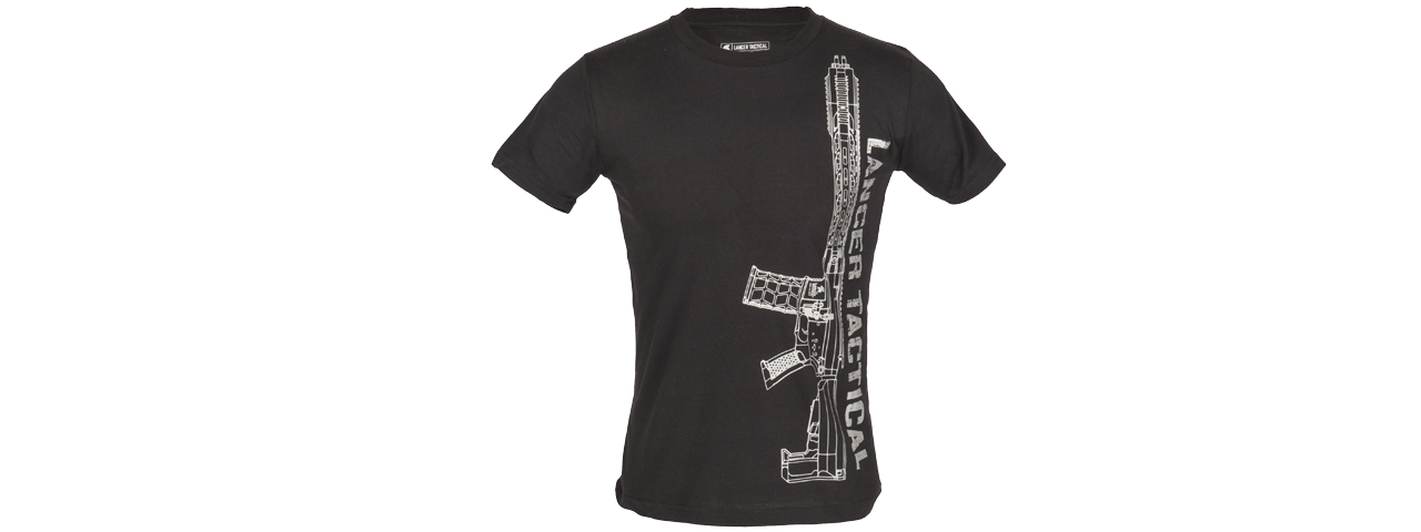 LTSHIRT1-M MEN'S M4 RIFLE SHORT SLEEVE T-SHIRT - BLACK/SILVER, MED