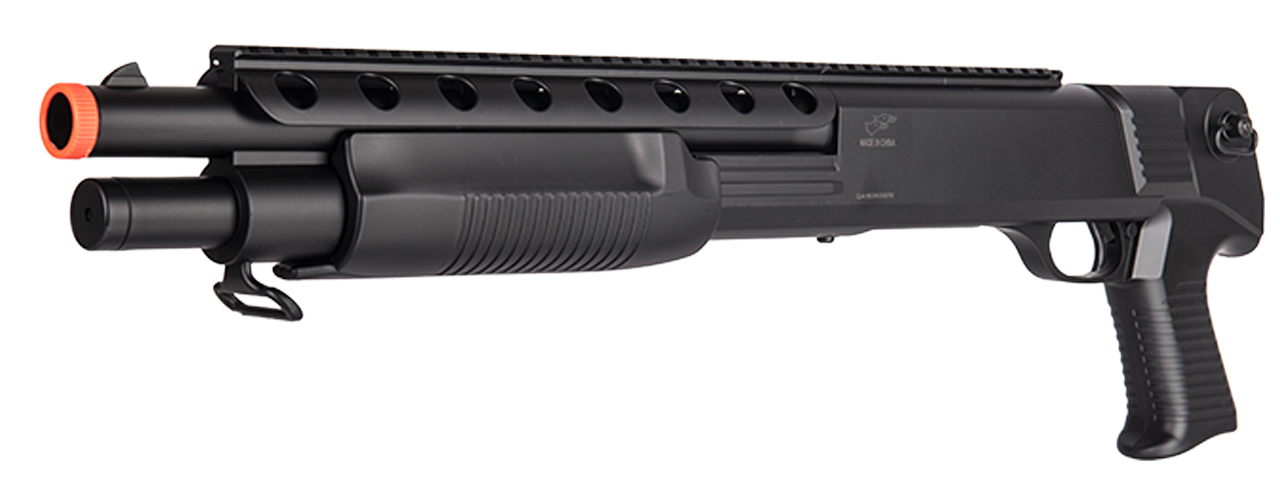 Double Eagle M309 Tactical Pump Action Springer Shotgun (Color: Black) - Click Image to Close