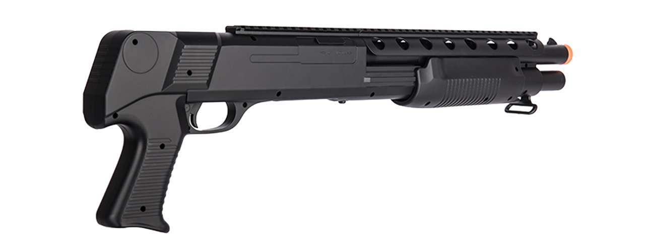 Double Eagle M309 Tactical Pump Action Springer Shotgun (Color: Black) - Click Image to Close