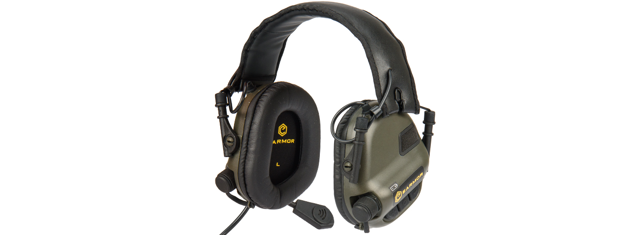 M32-FG ELECTRONIC TACTICAL EARMUFFS W/ AUX INPUT (FOLIAGE GREEN)