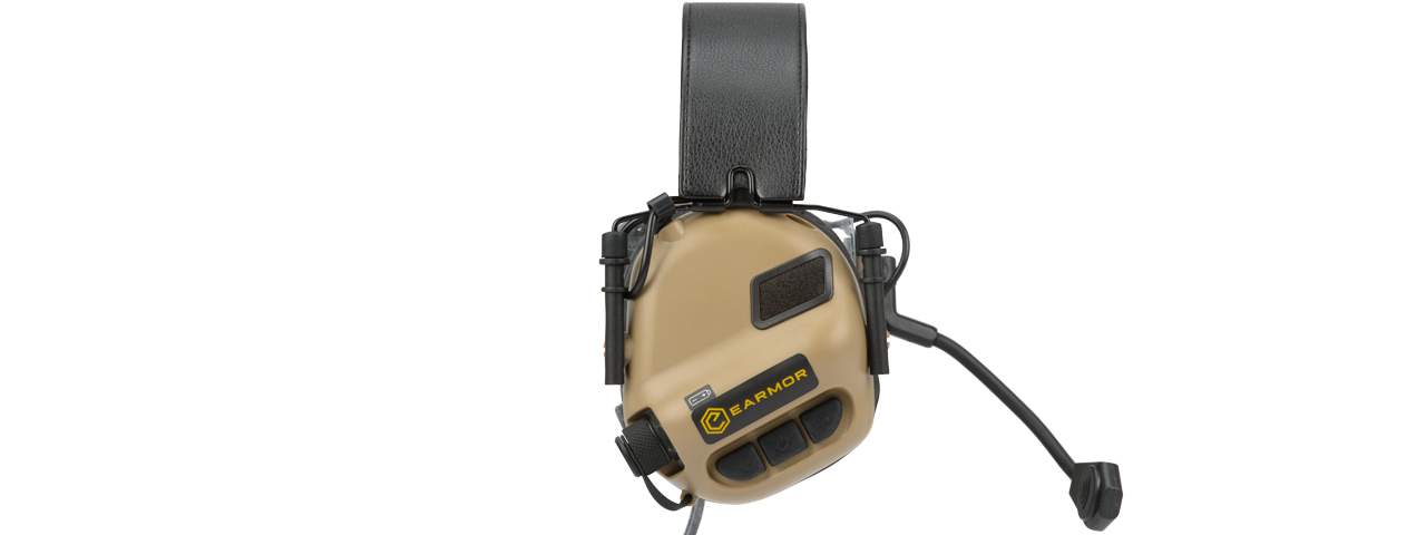 EARMOR M32 ELECTRONIC TACTICAL EARMUFFS W/ NATO INPUT - TAN