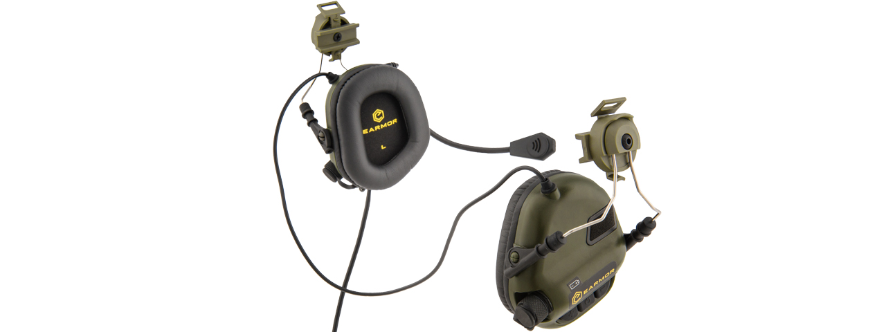 EARMOR M32H TACTICAL EARMUFFS FOR FAST MT HELMETS - FOLIAGE GREEN - Click Image to Close