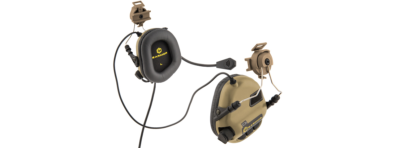 M32H-TN ELECTRONIC TACTICAL EARMUFFS W/ AUX INPUT (TAN) - Click Image to Close