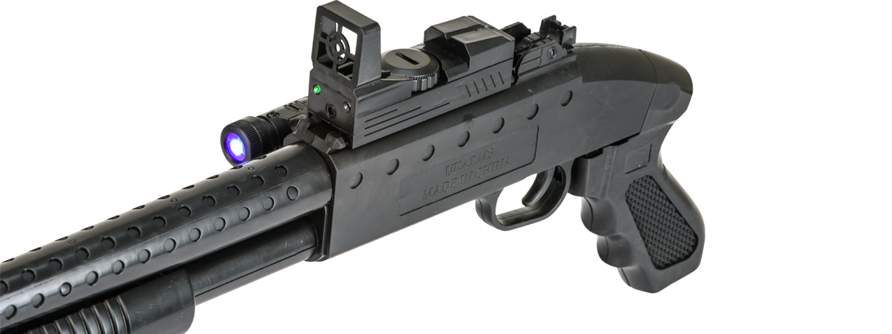 UKARMS M590 Spring Shotgun w/ Flashlight, Laser, Scope w/ Blue and Green Light