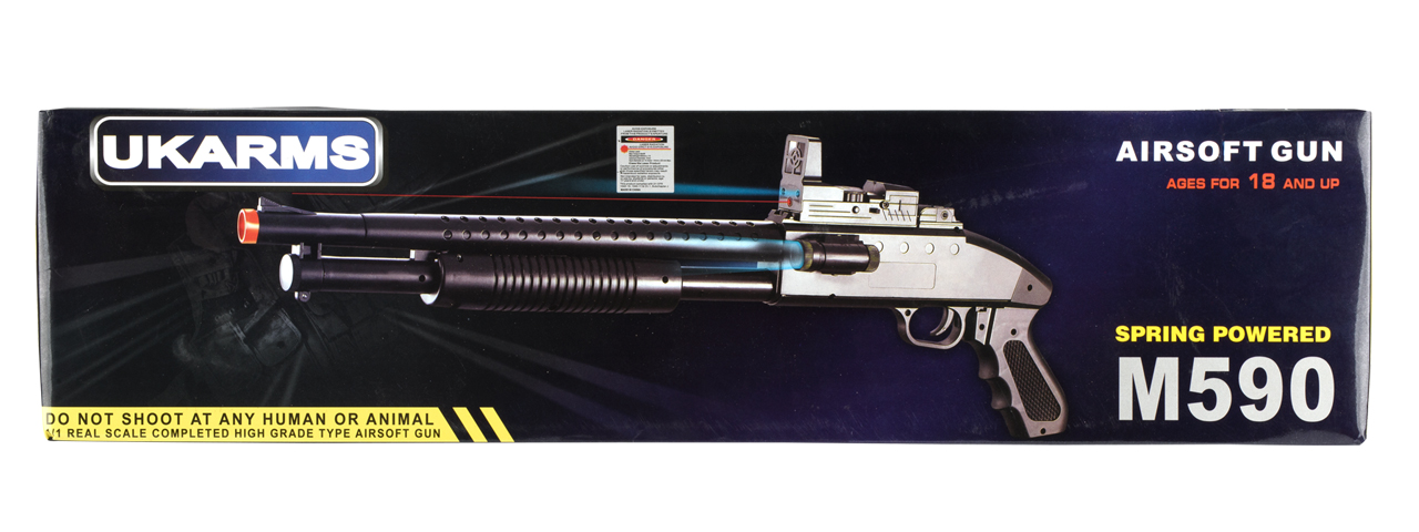 UKARMS M590 Spring Shotgun w/ Flashlight, Laser, Scope w/ Blue and Green Light