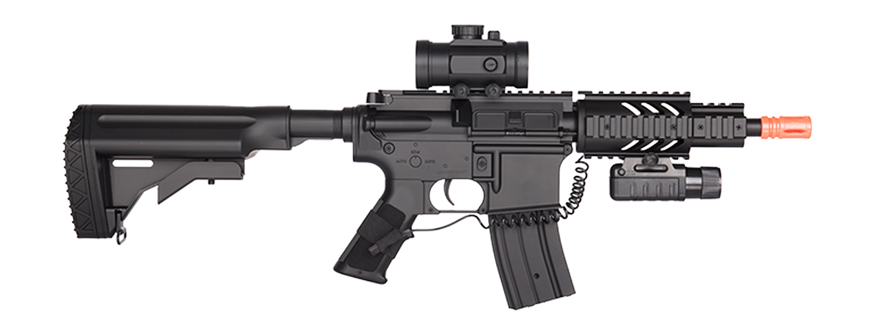 DE M4 CQC FULLY AUTOMATIC ELECTRIC AEG RIFLE W/ FLASHLIGHT AND SCOPE - Click Image to Close