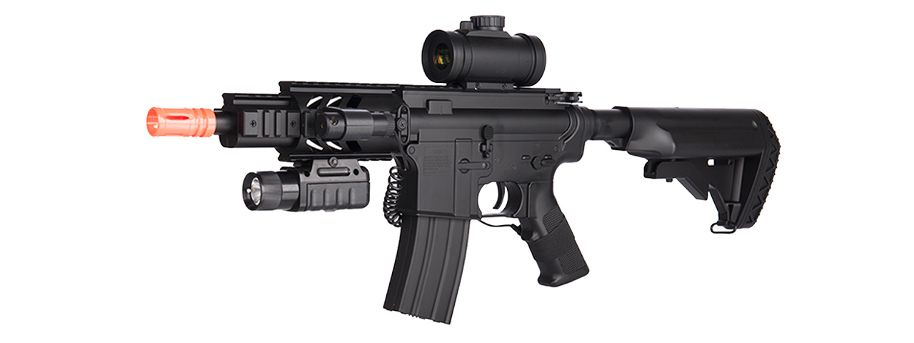 DE M4 CQC FULLY AUTOMATIC ELECTRIC AEG RIFLE W/ FLASHLIGHT AND SCOPE