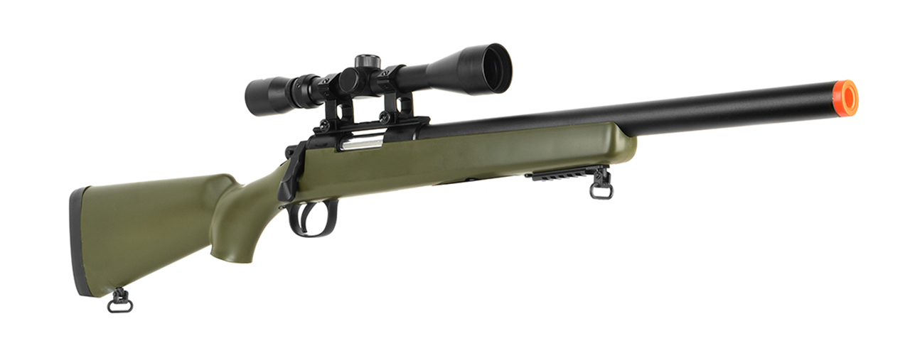 WELL BOLT ACTION VSR CQB AIRSOFT SNIPER RIFLE W/ SCOPE (OD GREEN) - Click Image to Close