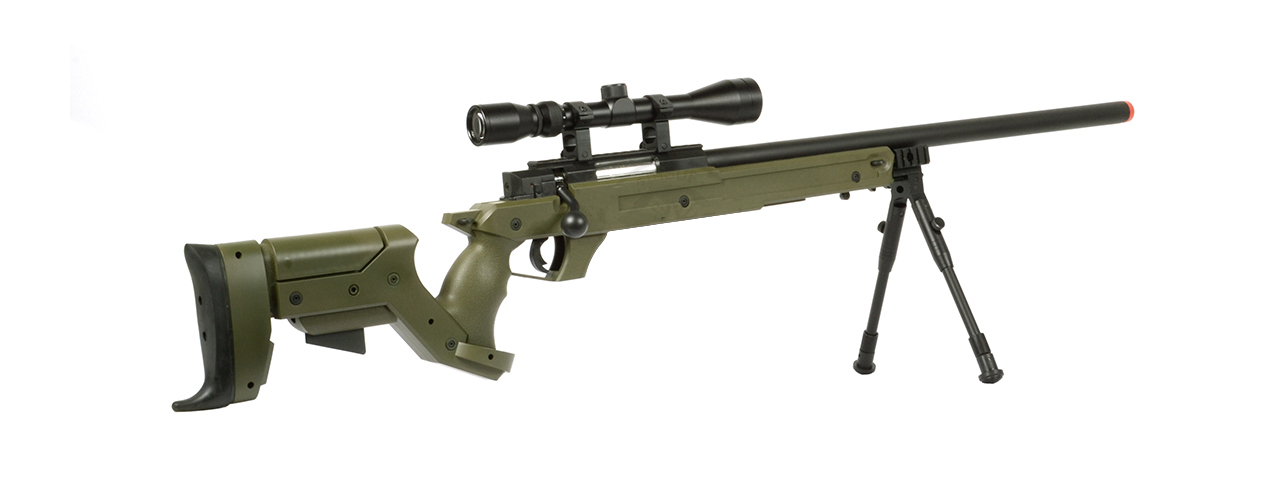 425 FPS WELLFIRE SR22 AIRSOFT SNIPER RIFLE W/ SCOPE AND BIPOD - OD