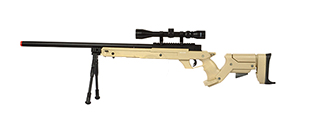 WELLFIRE SR22 BOLT ACTION TYPE 22 SNIPER RIFLE W/ SCOPE + BIPOD - TAN