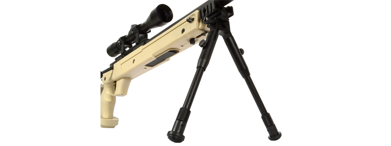 WELLFIRE SR22 BOLT ACTION TYPE 22 SNIPER RIFLE W/ SCOPE + BIPOD - TAN - Click Image to Close