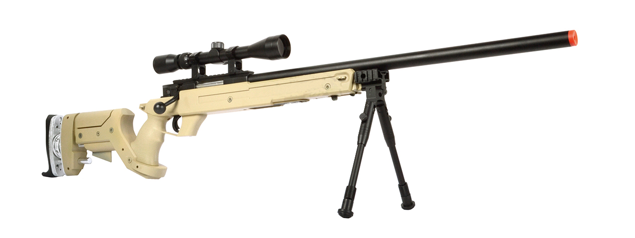 WELLFIRE SR22 BOLT ACTION TYPE 22 SNIPER RIFLE W/ SCOPE & BIPOD - TAN