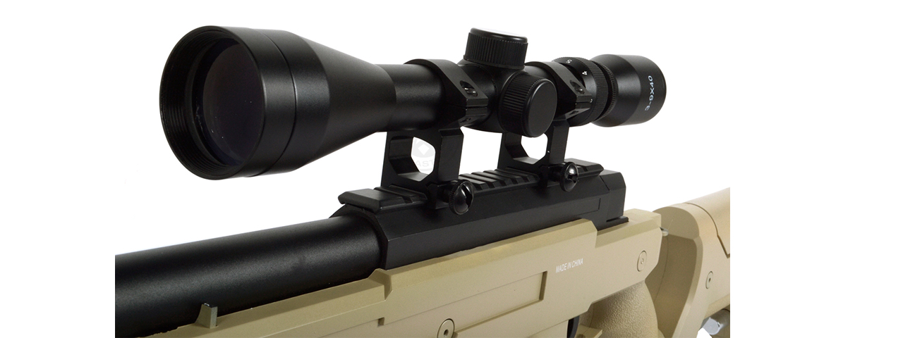 WELLFIRE SR22 BOLT ACTION TYPE 22 SNIPER RIFLE W/ SCOPE & BIPOD - TAN - Click Image to Close