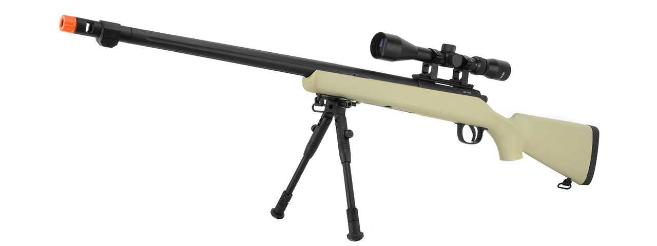 WELL VSR-10 BOLT ACTION AIRSOFT SNIPER RIFLE W/ SCOPE AND BIPOD (TAN) - Click Image to Close