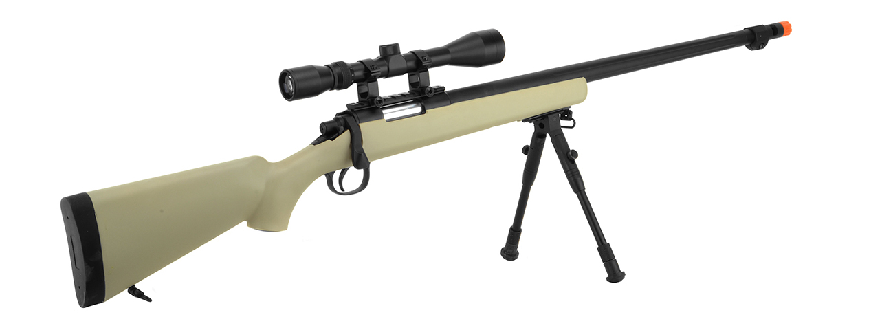 WELL VSR-10 BOLT ACTION AIRSOFT SNIPER RIFLE W/ SCOPE AND BIPOD (TAN) - Click Image to Close