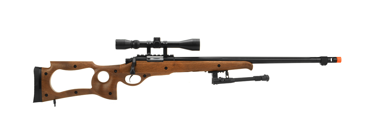 MB10WAB WELL MB10D SNIPER RIFLE W/ SCOPE AND BIPOD (FAUX WOOD) - Click Image to Close