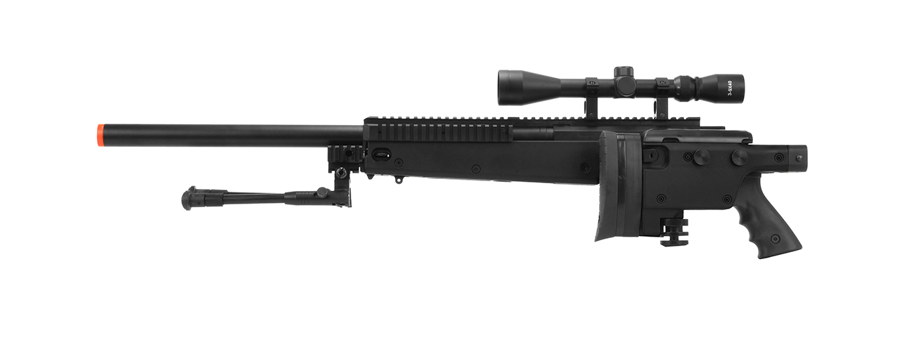 WELL MB4406D SNIPER RIFLE W/ FOLDING STOCK BIPOD & SCOPE - BLACK - Click Image to Close