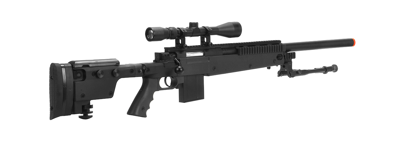 WELL MB4406D SNIPER RIFLE W/ FOLDING STOCK BIPOD & SCOPE - BLACK - Click Image to Close