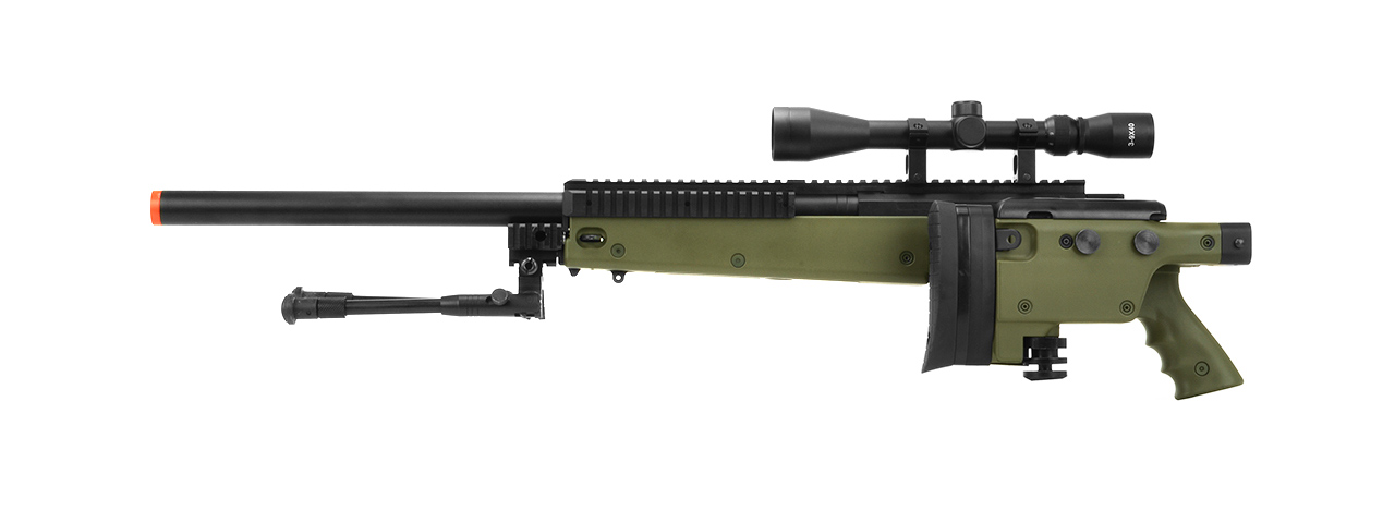 WELL MB4406D SNIPER RIFLE W/ FOLDING STOCK BIPOD & SCOPE - OD - Click Image to Close