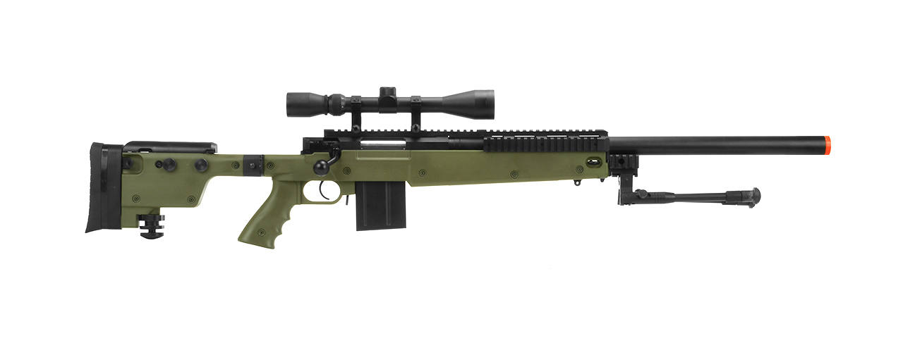 WELL MB4406D SNIPER RIFLE W/ FOLDING STOCK BIPOD & SCOPE - OD - Click Image to Close