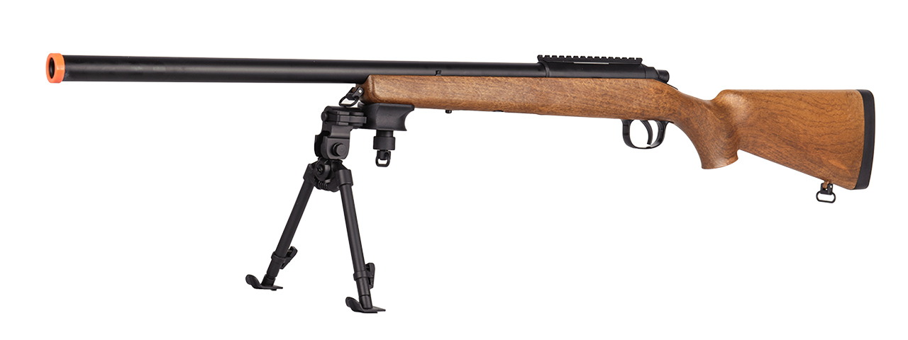 AGM MP001ABIP BOLT ACTION SNIPER RIFLE W/ BIPOD (COLOR: WOOD) - Click Image to Close