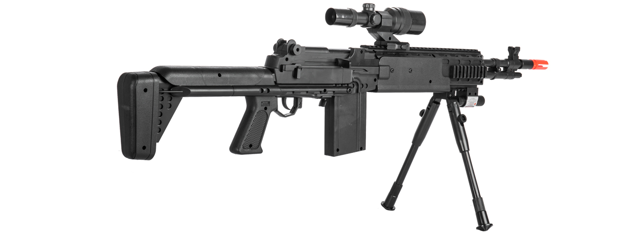 UKARMS P1114 SPRING RIFLE W/ SCOPE, BIPOD, LASER, & FLASHLIGHT AND BONUS P618 SPRING PISTOL IN COMBO BOX