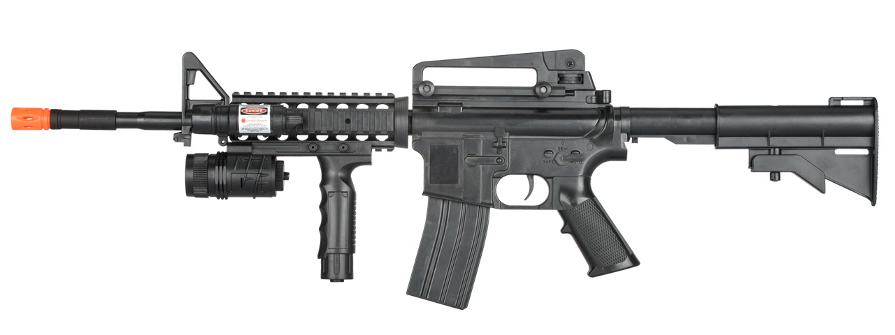 P1158B SPRING POWERED M16 AIRSOFT RIFLE (BLACK)