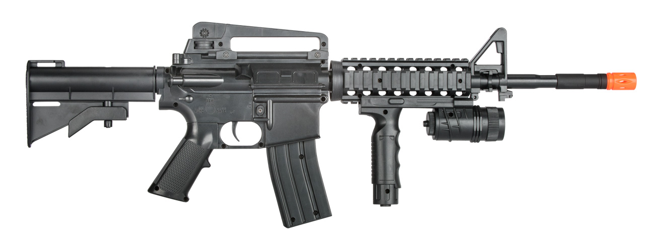P1158B SPRING POWERED M16 AIRSOFT RIFLE (BLACK) - Click Image to Close