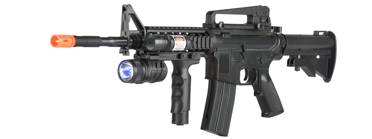 P1158B SPRING POWERED M16 AIRSOFT RIFLE (BLACK) - Click Image to Close