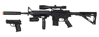 AMA Spring Airsoft Pistol w/ Vertical Grip, Laser & Stock - (Black)