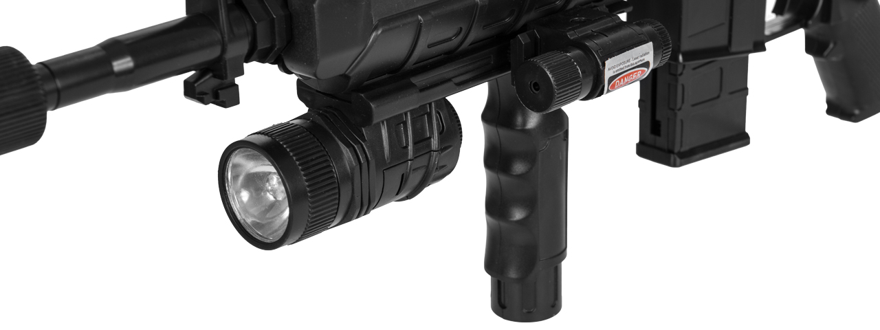 AMA Spring Airsoft Pistol w/ Vertical Grip, Laser & Stock - (Black)