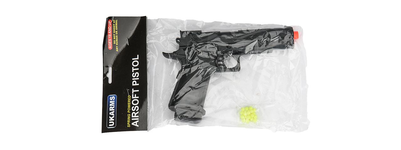 P2001BAG SPRING POWERED 1911 POLYMER PISTOL IN POLY BAG (BLACK) - Click Image to Close