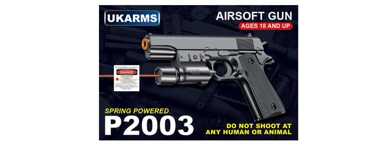 UK ARMS SPRING POWERED AIRSOFT P2003 PISTOL - BLACK