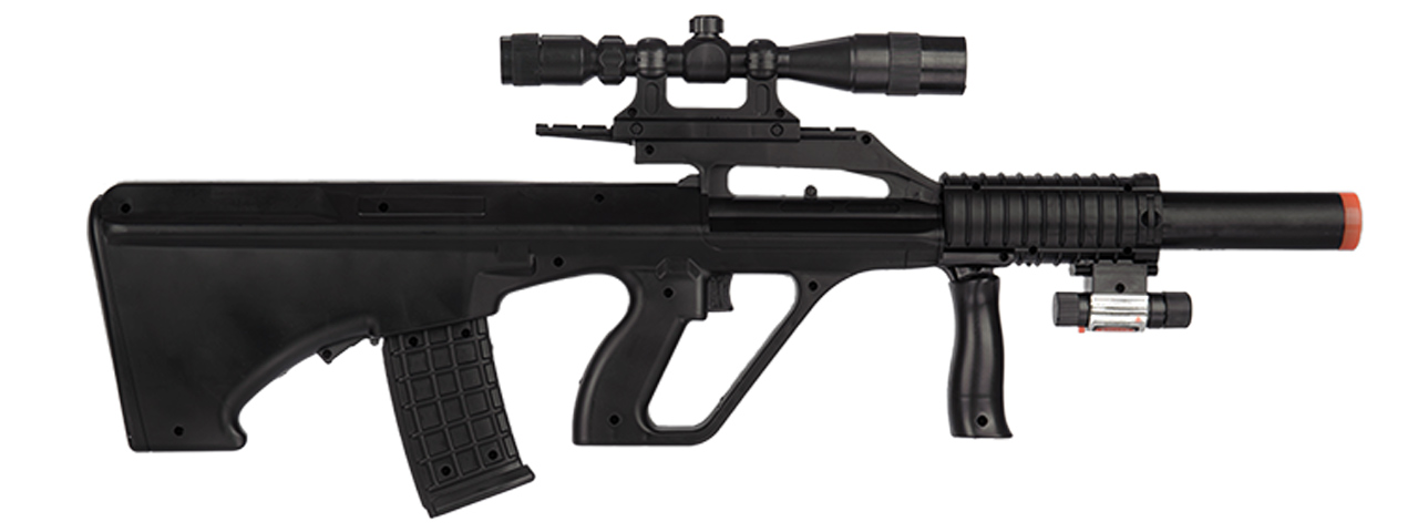 UK Arms P2300 AUG Spring Power Airsoft Rifle w/ Laser and Scope (Color: Black) - Click Image to Close