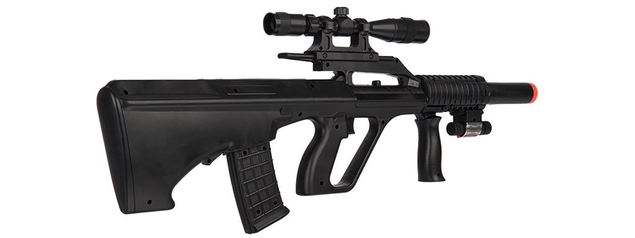 UK Arms P2300 AUG Spring Power Airsoft Rifle w/ Laser and Scope (Color: Black) - Click Image to Close