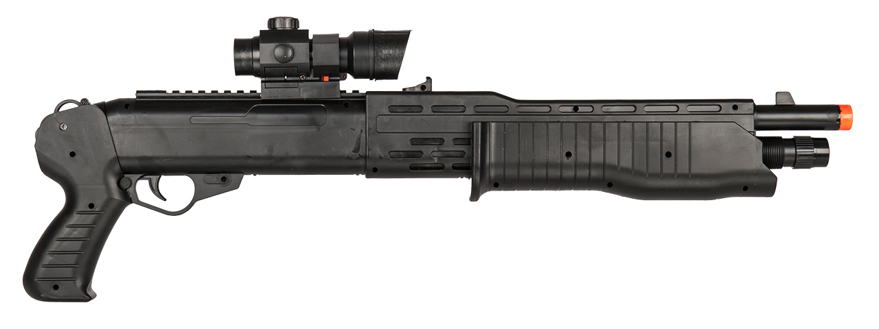 UK Arms P2302 Pump Action Airsoft Shotgun w/ Mock Laser Scope (Color: Black)