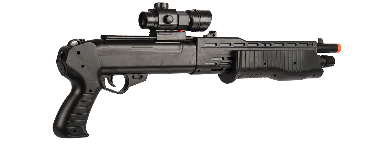 UK Arms P2302 Pump Action Airsoft Shotgun w/ Mock Laser Scope (Color: Black)