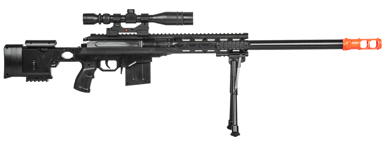 UK Arms Airsoft Spring Powered Rifle w/ Scope and Bipod (Color: Black) - Click Image to Close