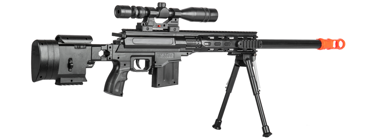 UK Arms Airsoft Spring Powered Rifle w/ Scope and Bipod (Color: Black) - Click Image to Close
