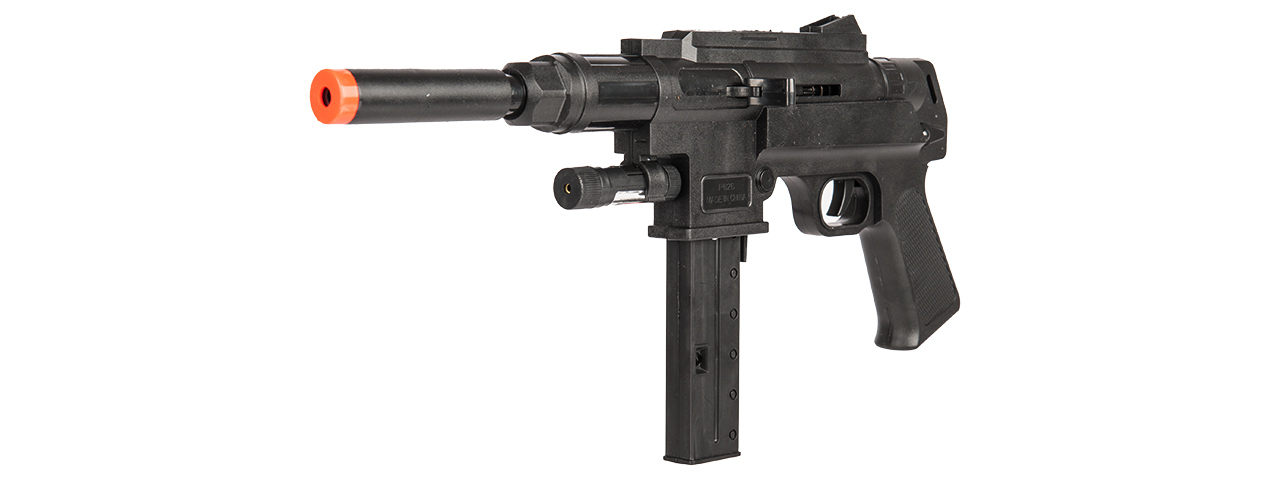 UK Arms P2626 Spring Powered SMG w/ Laser and Flashlight (Color: Black) - Click Image to Close